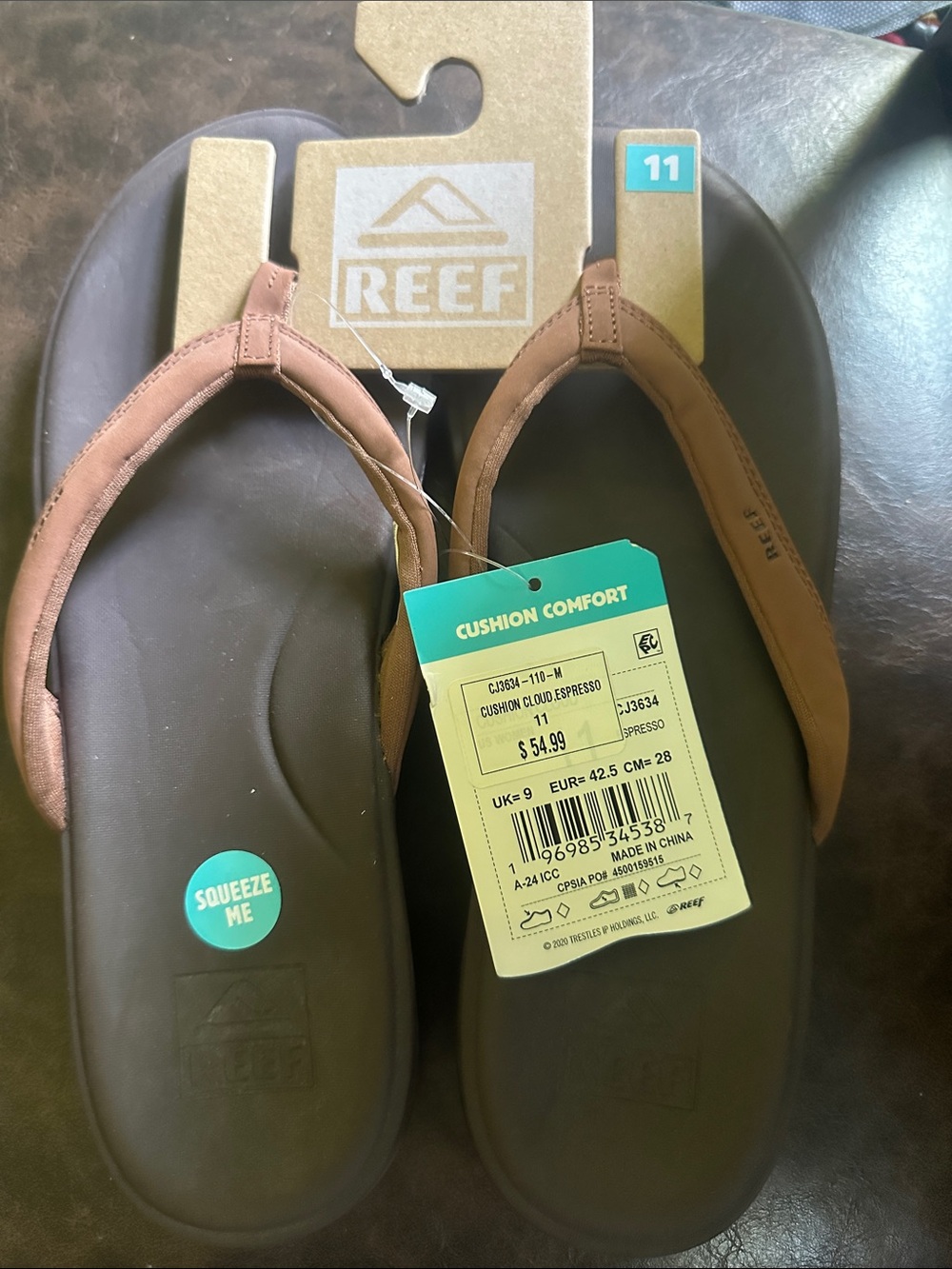 Reef Women's Cushion Cloud Flip Flop: ESPRESSO: NEW WITH TAGS: SIZE 11